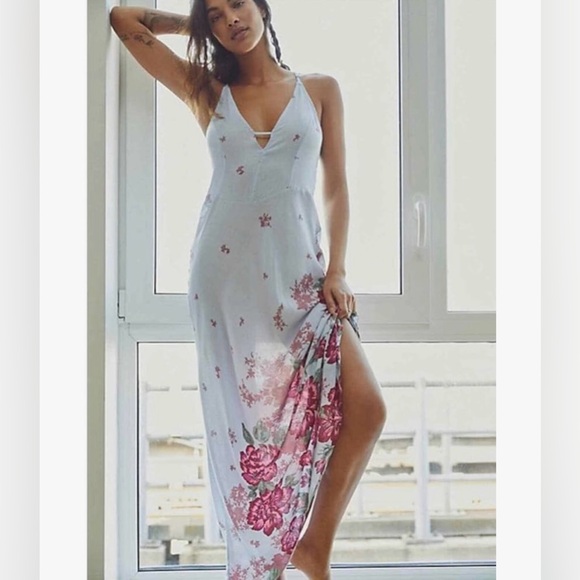 NWT Free People Hydrangea Combo Maxi Dress - Picture 4 of 12